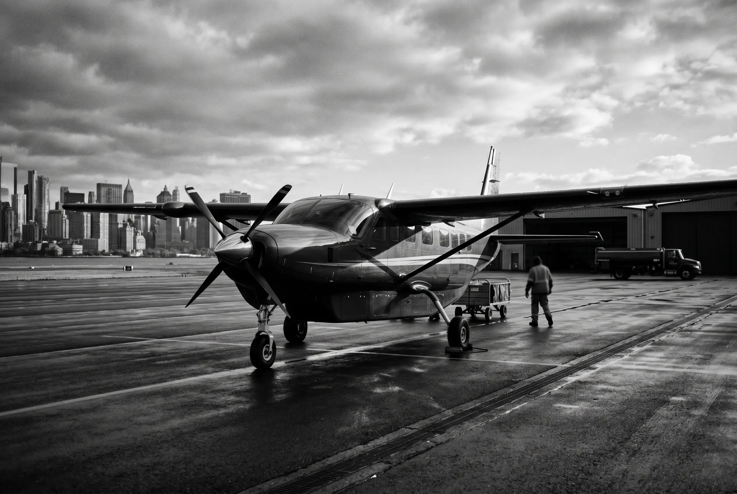 Cessna Grand Caravan EX single-engine utility turboprop on a ramp before a New York to Miami flight