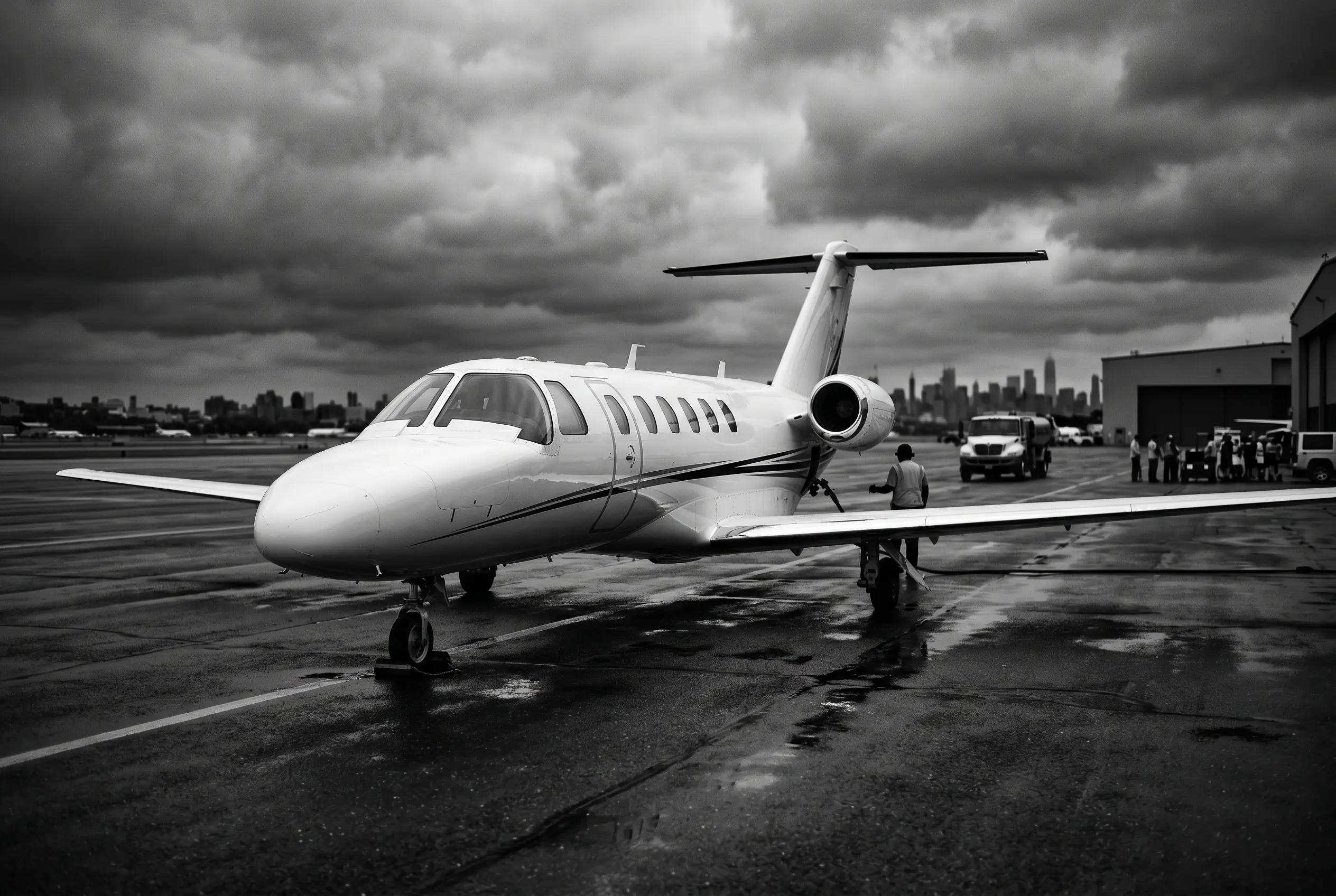 Cessna Citation CJ3+ light jet on a ramp before a New York to Miami flight