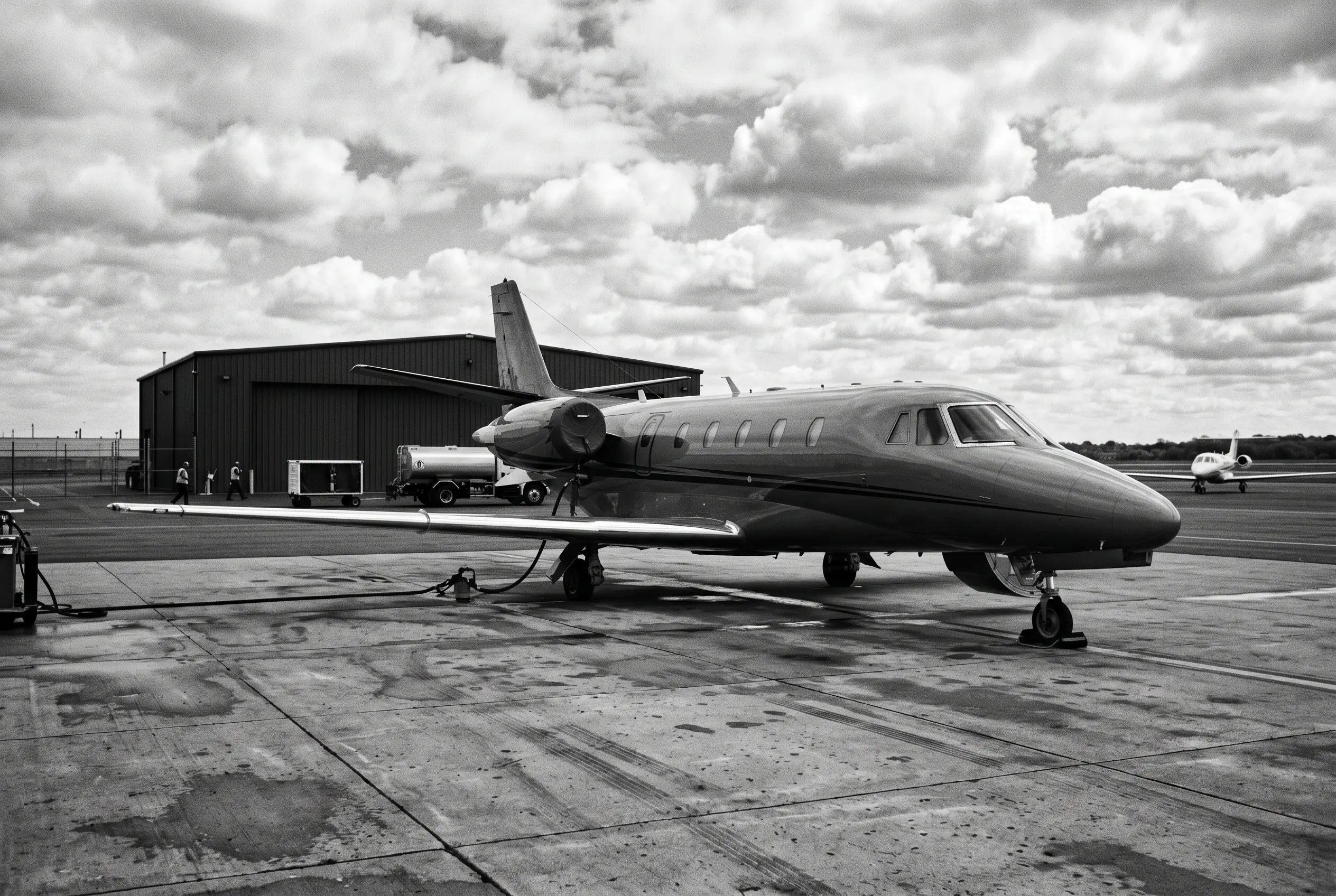 Cessna Citation Excel midsize jet on a ramp before a New York to Miami flight
