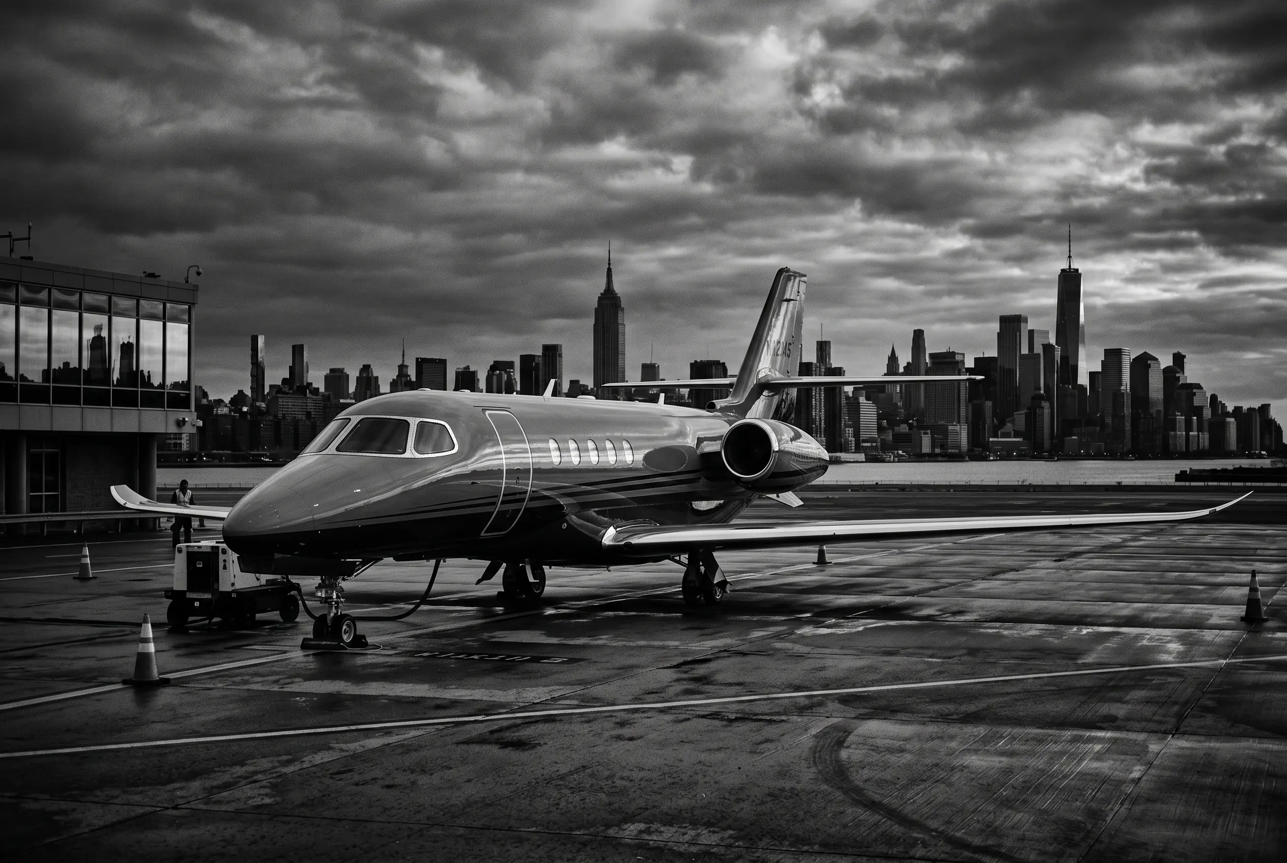 Cessna Citation Latitude midsize jet on a ramp before a New York to Miami flight