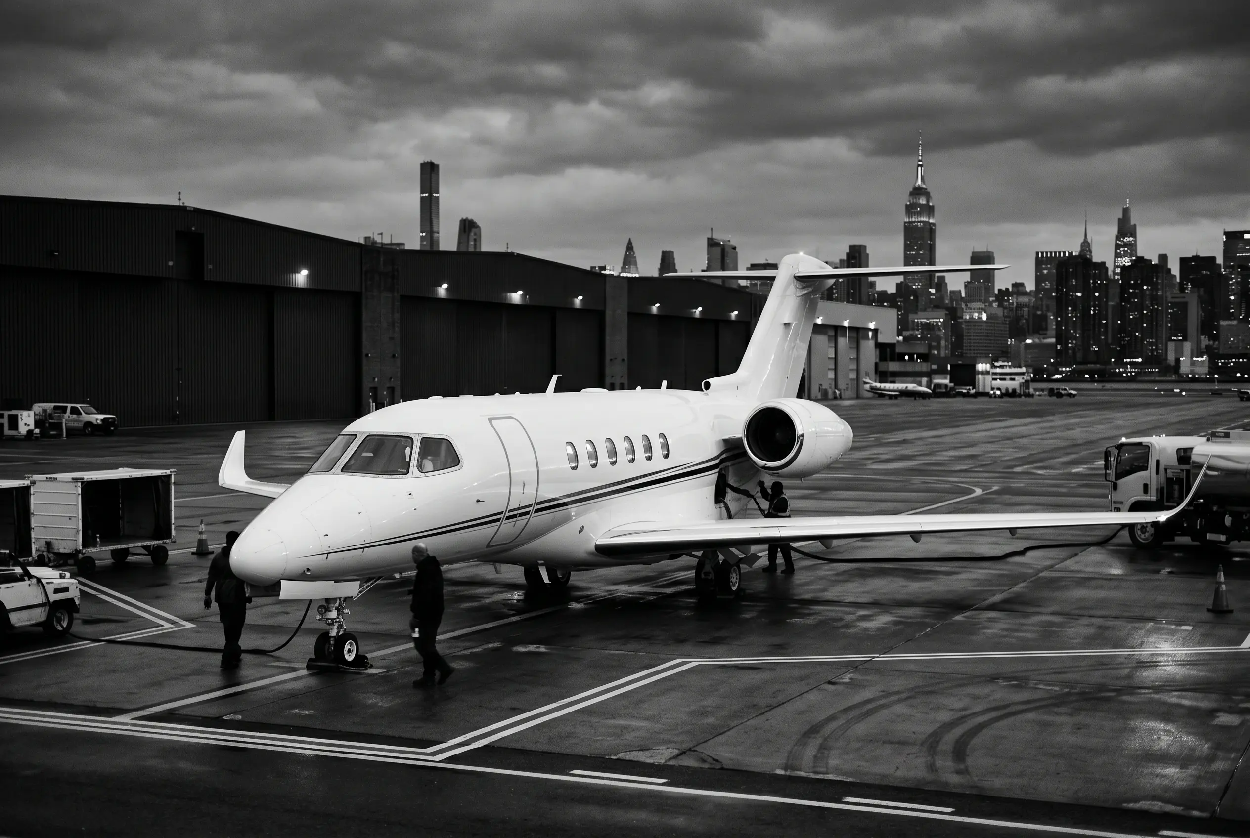 Cessna Citation Longitude super-midsize jet on a ramp before a New York to Miami flight