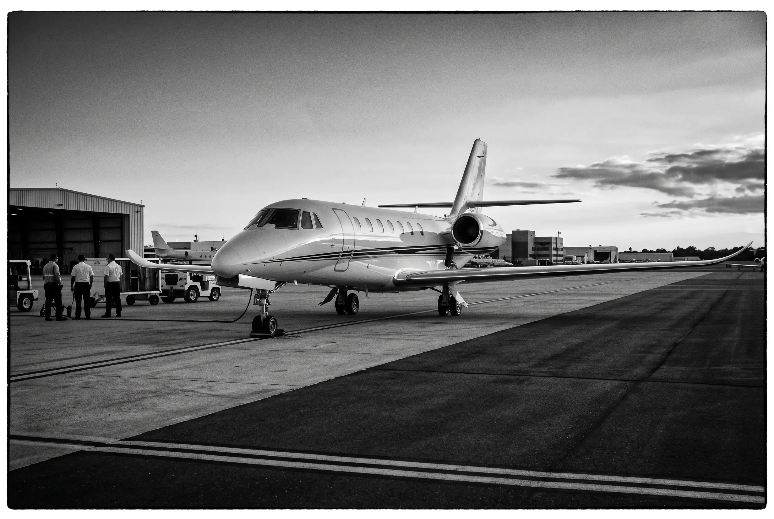 Cessna Citation Sovereign+ midsize jet on a ramp before a New York to Miami flight