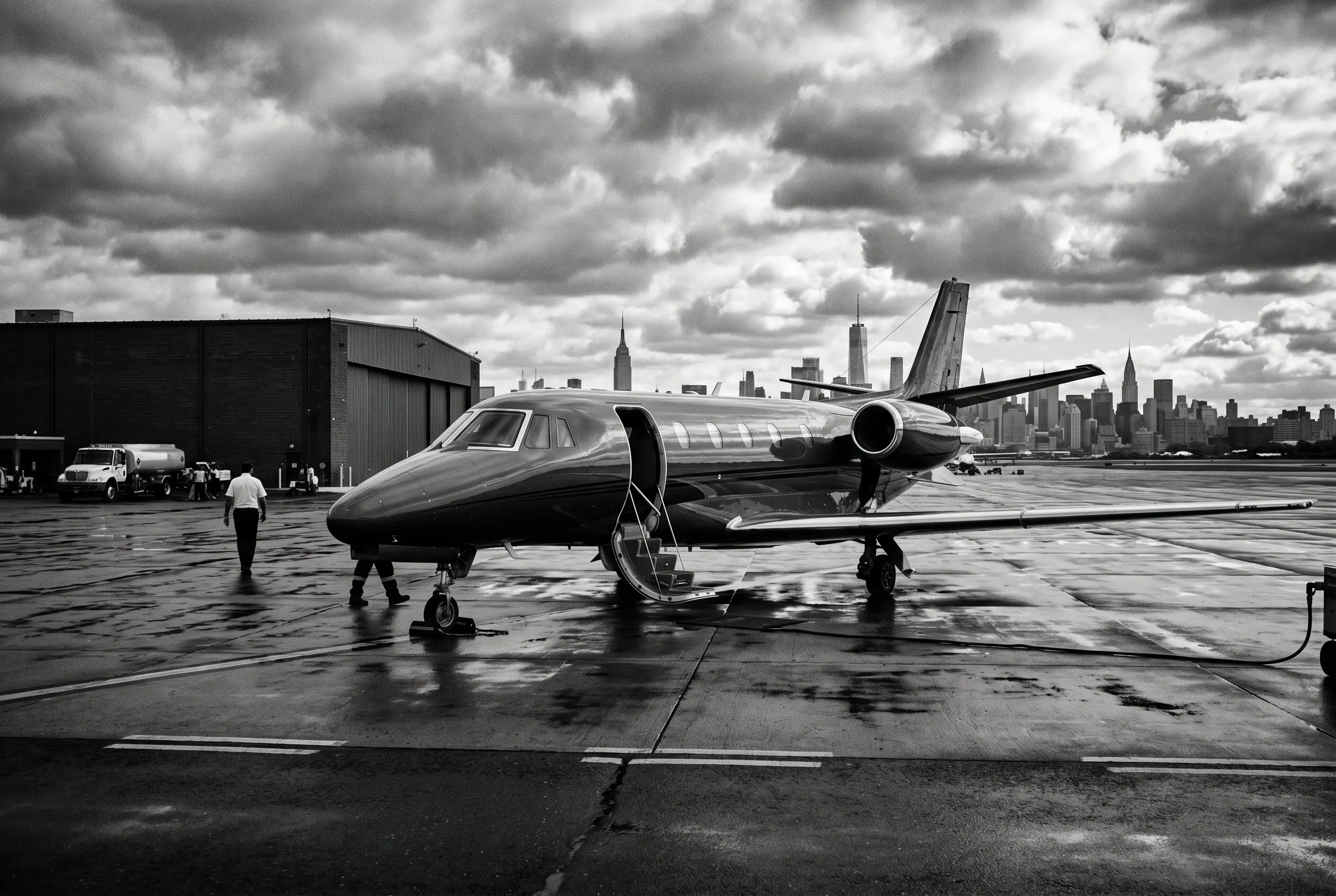 Cessna Citation XLS+ midsize jet on a ramp before a New York to Miami flight