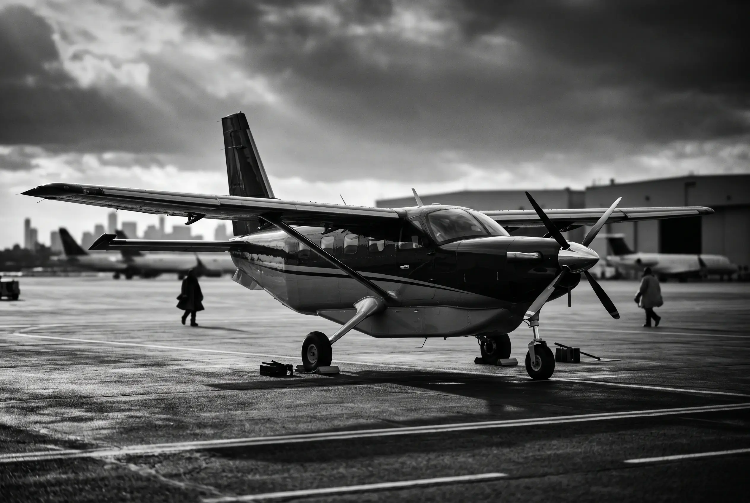 Daher Kodiak 900 single-engine utility turboprop on a ramp before a New York to Miami flight