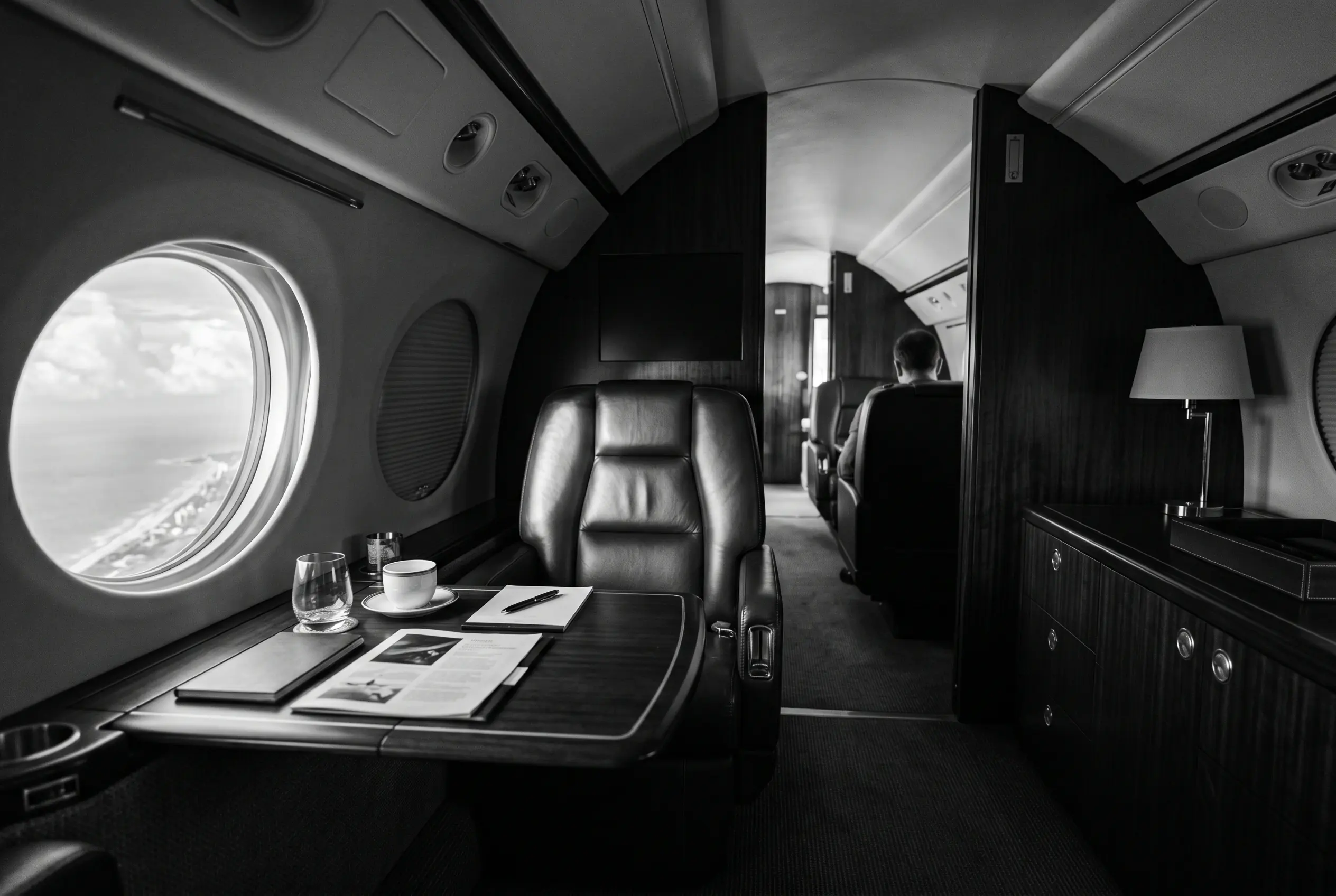 Private stateroom in a Gulfstream G550 on a New York to Miami flight