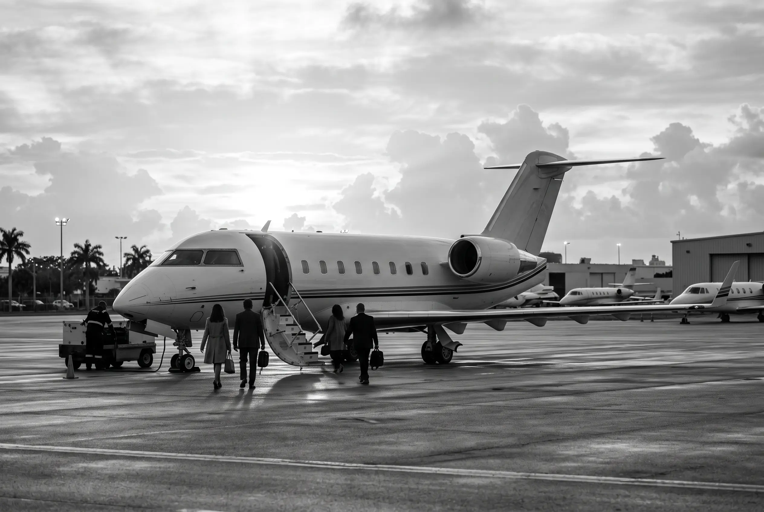 Private jet on the Opa-locka ramp as a group arrives in Miami for Art Basel