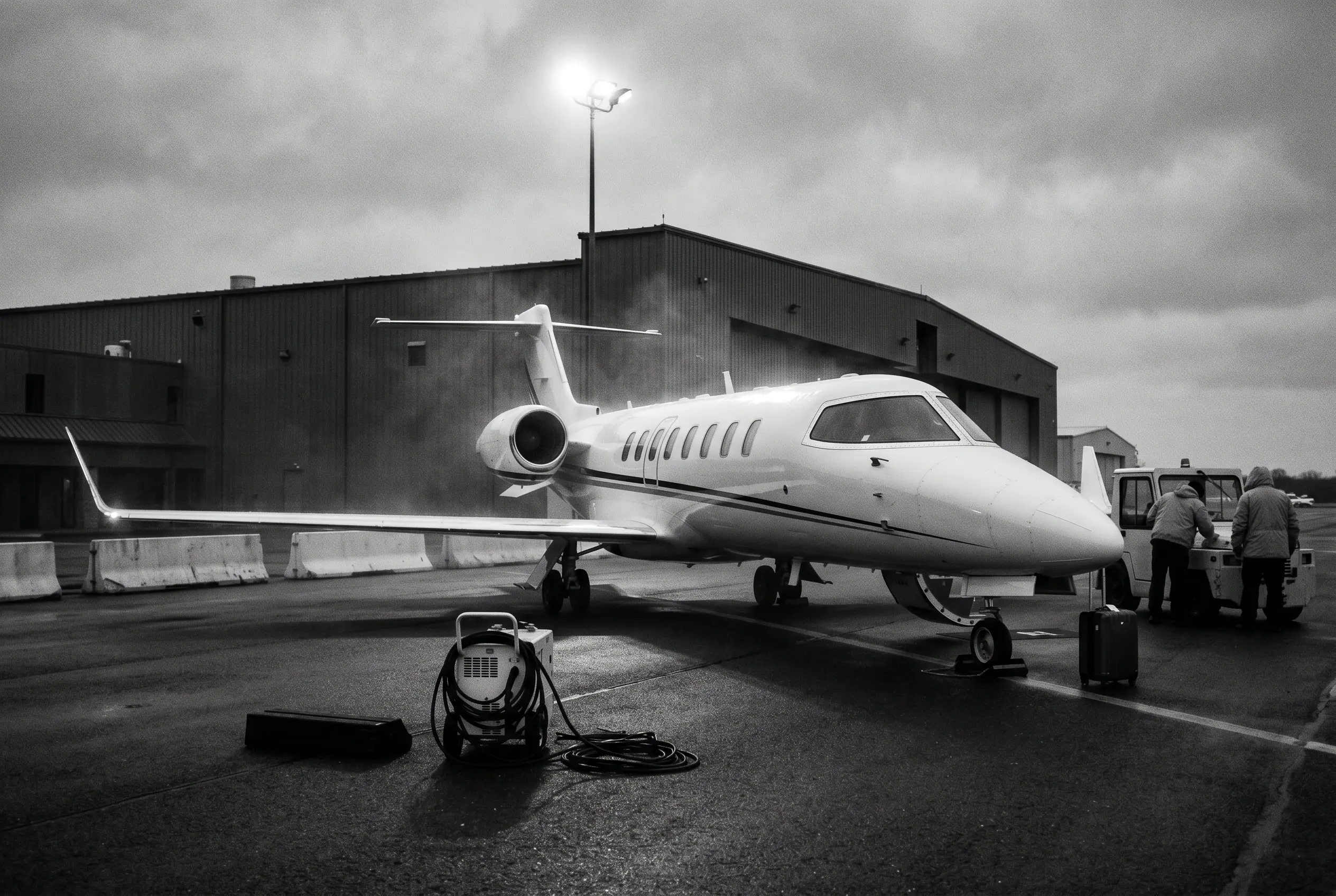 Bombardier Learjet 75 light jet with winglets on a ramp before a New York to Miami flight