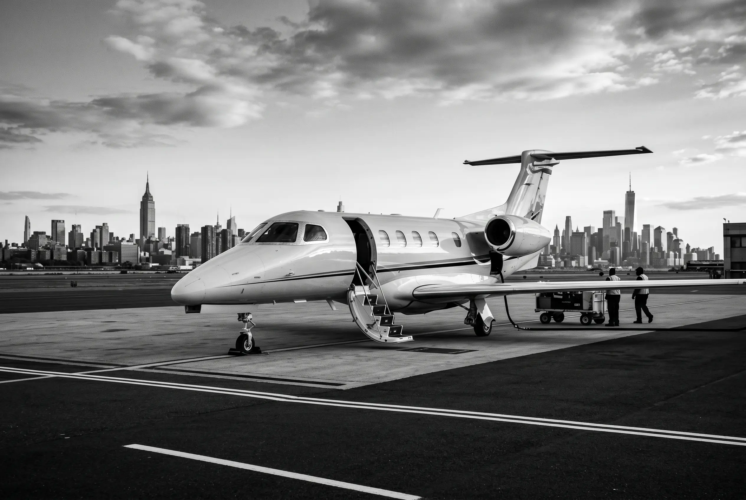 Light jet on a private ramp before a New York to Miami departure