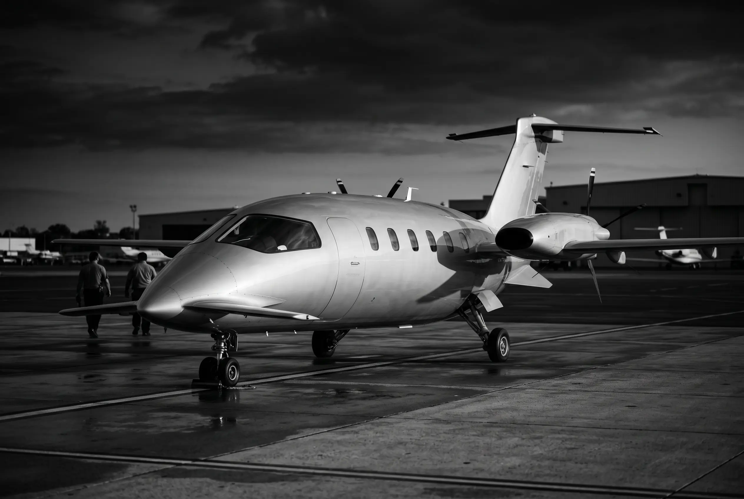 Piaggio Avanti EVO pusher turboprop on a ramp before a New York to Miami flight